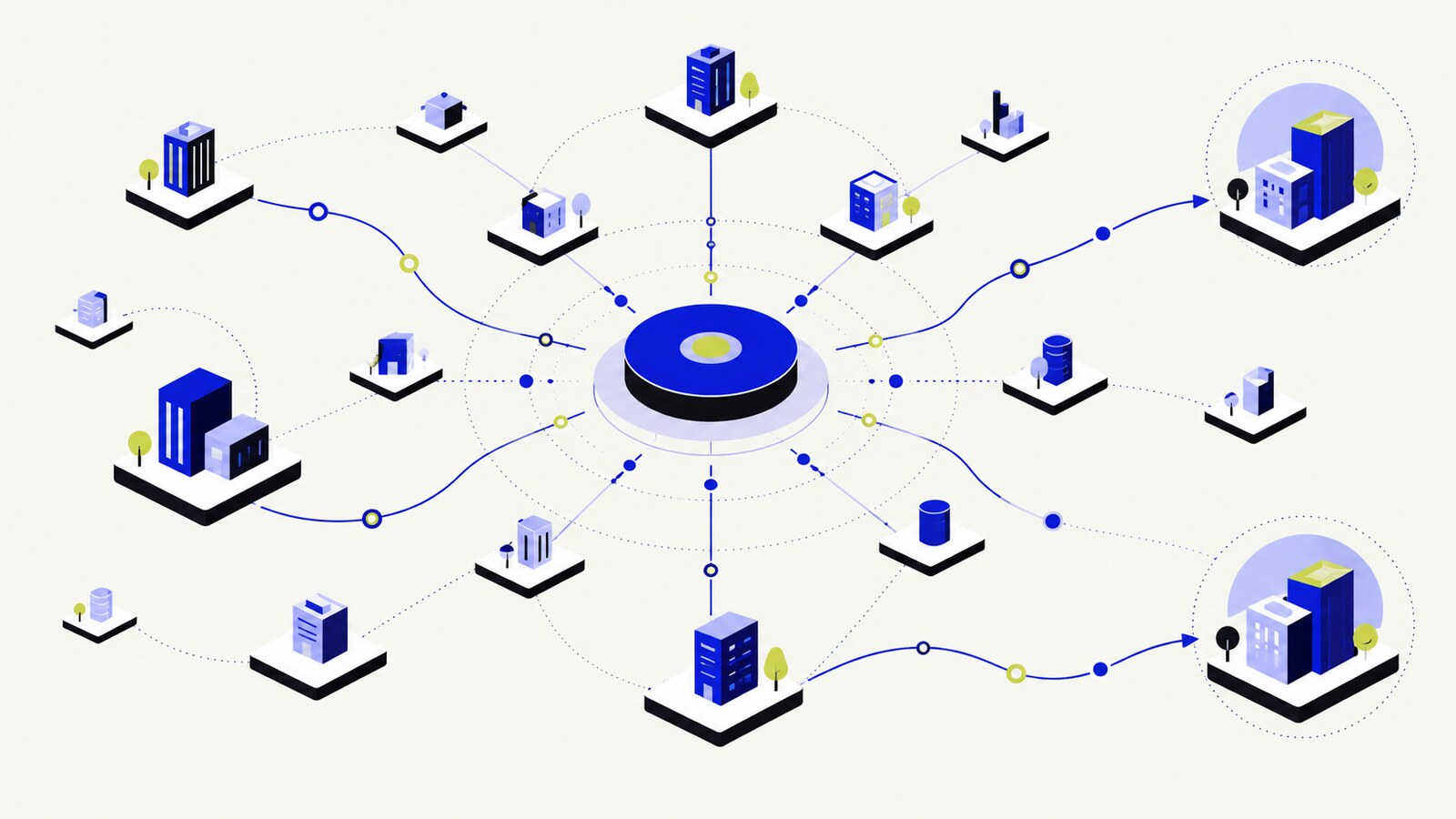 A connected portfolio of customer accounts arranged around a central relationship system.