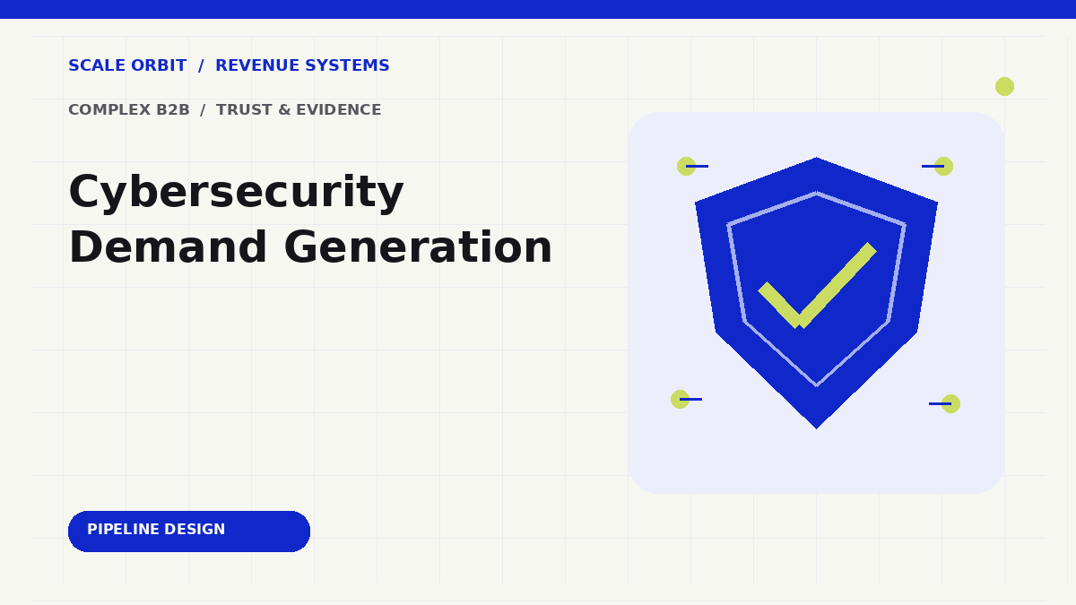 Abstract shield and connected signals representing cybersecurity buyer evaluation and evidence.